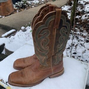 Ariat Tan Leather Cowboy Boots Western Women’s Antonia Square Toe Style 10012836
